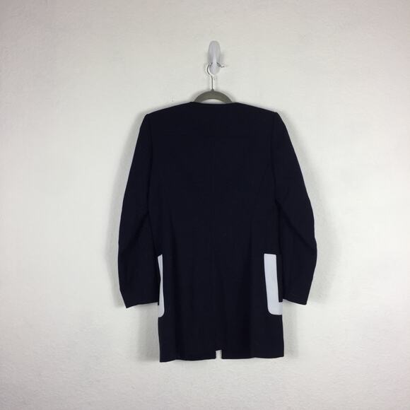 Zara Navy White Two Tone Zipper Nautical Jacket Small - Picture 12 of 13